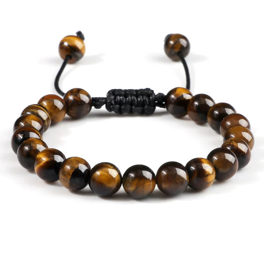 Tiger Eye Stone Beads Bracelet Adjustable Braided Rope Bangles Natural Lava Rock Men Women Yoga Healing Balance Bracelets